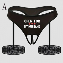 Spetstrosor med bokstavsmönster och benring, sexiga damunderkläder