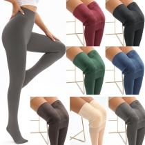 Trendiga högmidjade plyschfodrade leggings med värmande fleecefoder