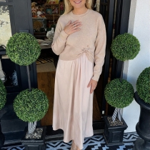 Tvådelat set med trendig långärmad tröja och matchande klänning