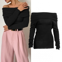 Off-shoulder långärmad blus – sexig axelfri topp för fest