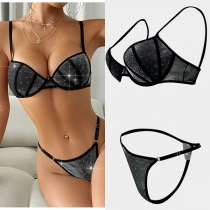Fashion Bling-bling Push-up Two-piece Lingerie Set