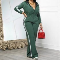 Damjumpsuit – trendig modell med rak dragkedja, V-ringning och resår i midjan