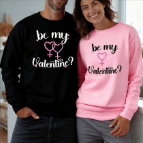 Fashion Printed Crew Neck Long Sleeve Shirt for Couples