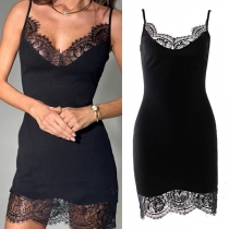 Spetsklänning med V-ringning – elegant och trendig festklänning