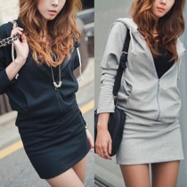Fashion Wings Print Long Sleeve Hooded Sweatshirt Dress