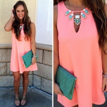 Fashion Solid Color Sleeveless Loose Dress