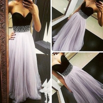 Sexy Strapless Sequin High Waist Floor-length Party Dress