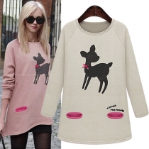 Cute Cartoon Printed Long Sleeve Round Neck Sweatshirt