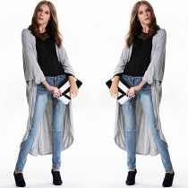 Fashion Solid Color Long Sleeve Open-front Cardigan