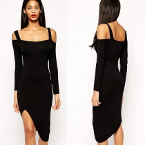 Sexy Off-shoulder Irregular Hem Slim Fit Dress