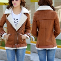 Fashion Long Sleeve Lapel Faux Suede Warm Coat