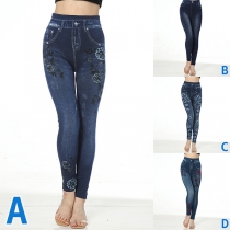 Sexiga leggings med låg midja och unikt målad design