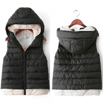 Fashion Contrast Color Hooded Vest