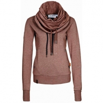 Fashion Solid Color Cowl Neck Long Sleeve Sweatshirt