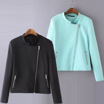 Elegant Solid Color Long Sleeve Slim Fit Little Coat