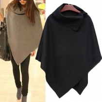 Fashion Solid Color Irregular Hem Cape-style Shawl Coat