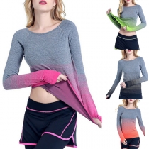 Fashion Color Gradient Long Sleeve Slim Fit Hoodies