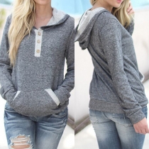 Fashion Contrast Color Long Sleeve Hoodies