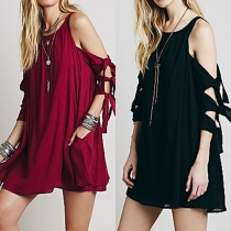 Sexy Off-shoulder Solid Color Loose Dress