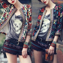 Ethnic Style Printed 3/4 Sleeve Little Jacket