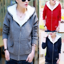Fashion Solid Color Long Sleeve Hooded Warm Coat