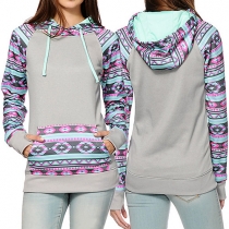 Ethnic Style Geometric Print Long Sleeve Hoodies
