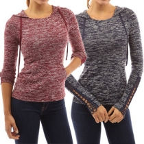 Fashion Hollow Out Crochet Spliced Long Sleeve Hoodie