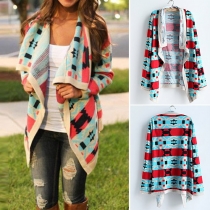 Fashion Long Sleeve Lapel Printed Cardigan