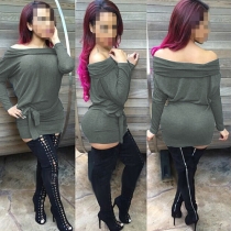 Sexy Slash Neck Off-shoulder Long Sleeve Slim Fit Dress