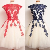 Fashion Sleeveless High Waist Printed Dress