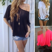 Fashion Solid Color Short Sleeve Round Neck Loose T-shirt