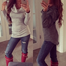 Fashion Solid Color Long Sleeve Turtleneck T-shirt