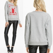 Latest Round Neck Christmas Pattern Women T-shirt