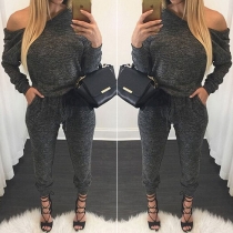 Fashion Oblique Off-shoulder Loose Sport Women Jumpsuit