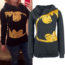 Fashion Long Sleeve Side Zipper Printed Hoodies