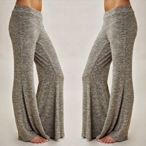 Fashion Solid Color High Waist Flares Wide Leg Pants
