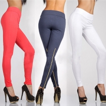 Fashion Solid Color High Waist Slim Fit Pencil Pants Leggings