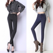 Fashion High Waist Slim Fit Stretch Snowflake Jeans