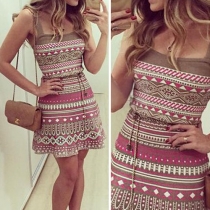 Sexy Backless Slim Fit Printed Sling Dress