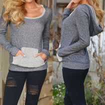 Fashion Contrast Color Long Sleeve Hoodies