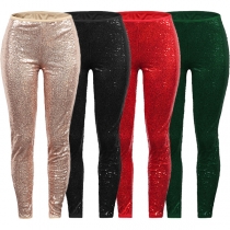 Mode High Waist Slim Fit Paljetter Leggings