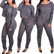 Fashion Long Sleeve Round Neck Sports Suit