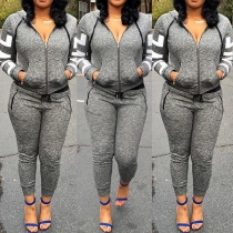 Fashion Long Sleeve Hooded Sweatshirt + Pants Sports Suit