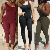 Sexy Backless Deep V-neck Sleeveless Slim Fit Jumpsuits