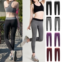 Elastiska leggings sportbyxor med kontrastfärg