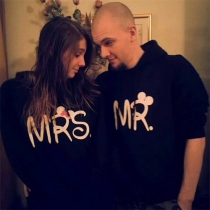 Fashion Letters Printed Long Sleeve Couple Hoodies