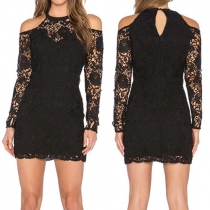 Sexy Off-shoulder Long Sleeve Slim Fit Lace Dress