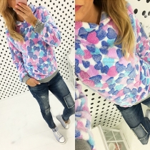 Fashion Long Sleeve Heart Printed Casual Hoodies