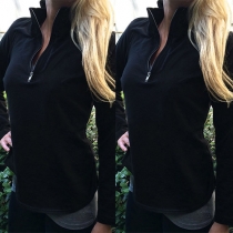 Fashion Solid Color Long Sleeve Turtleneck Sweatshirt