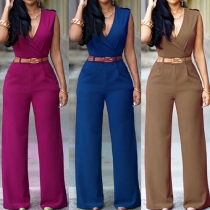 Sexy Deep V-neck Sleeveless High Waist Jumpsuits